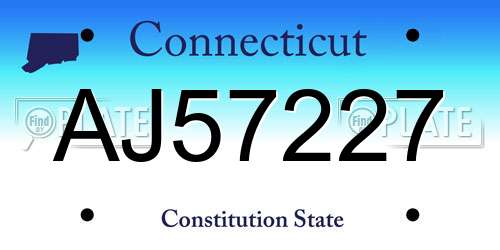 AJ57227 Connecticut License Plate