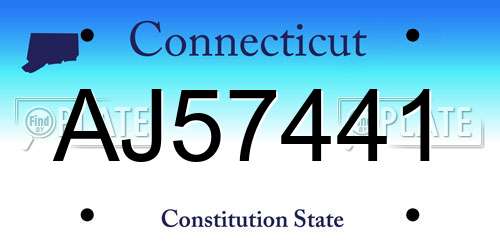AJ57441 Connecticut License Plate