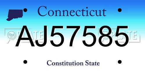 AJ57585 Connecticut License Plate