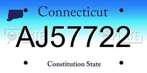 AJ57722 Connecticut License Plate