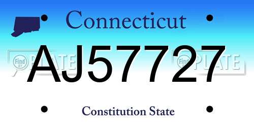 AJ57727 Connecticut License Plate