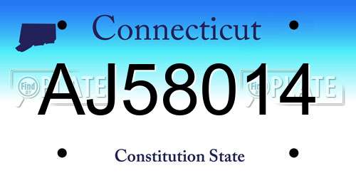 AJ58014 Connecticut License Plate
