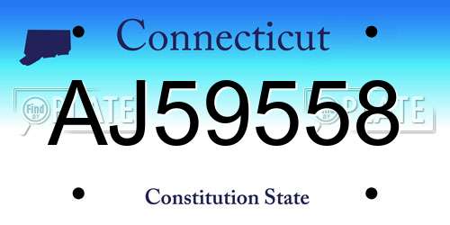 AJ59558 Connecticut License Plate