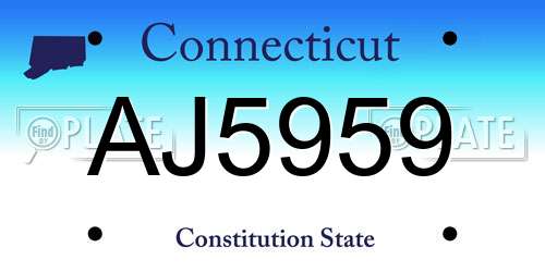AJ5959 Connecticut License Plate