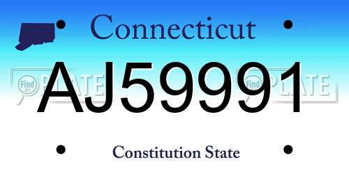 AJ59991 Connecticut License Plate
