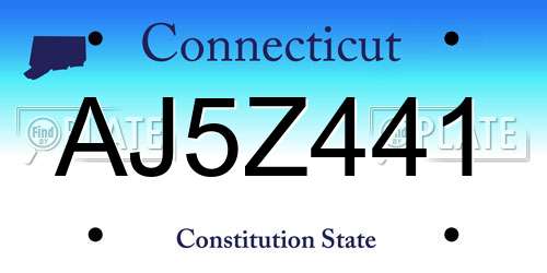 AJ5Z441 Connecticut License Plate
