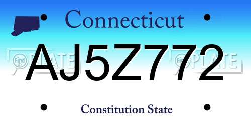 AJ5Z772 Connecticut License Plate