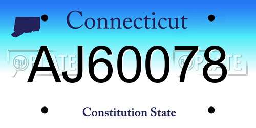 AJ60078 Connecticut License Plate