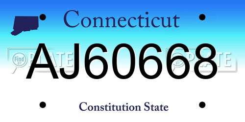 AJ60668 Connecticut License Plate