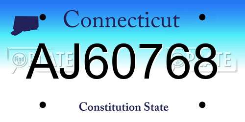 AJ60768 Connecticut License Plate
