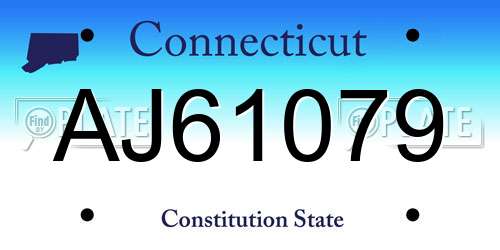 AJ61079 Connecticut License Plate
