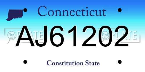 AJ61202 Connecticut License Plate