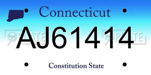 AJ61414 Connecticut License Plate