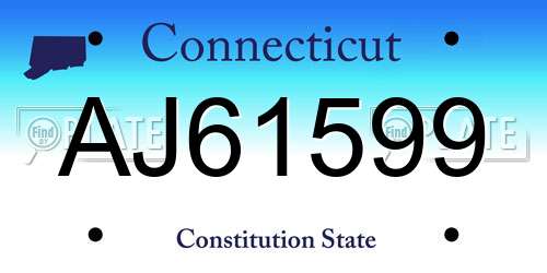 AJ61599 Connecticut License Plate