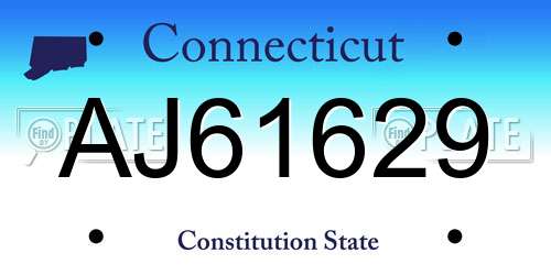 AJ61629 Connecticut License Plate