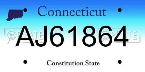 AJ61864 Connecticut License Plate