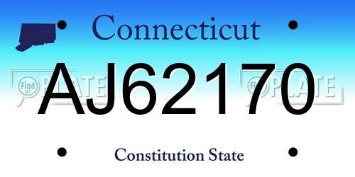AJ62170 Connecticut License Plate