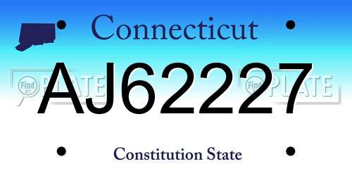 AJ62227 Connecticut License Plate