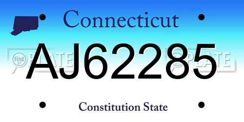 AJ62285 Connecticut License Plate