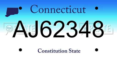 AJ62348 Connecticut License Plate