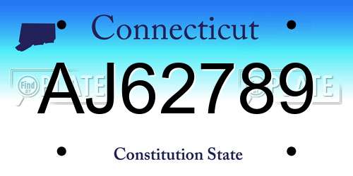 AJ62789 Connecticut License Plate