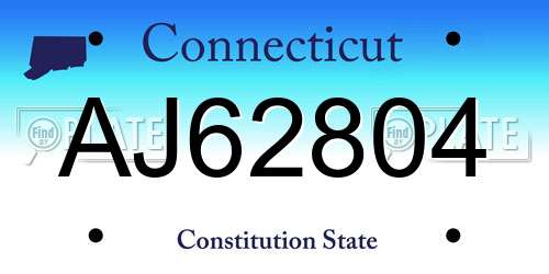 AJ62804 Connecticut License Plate