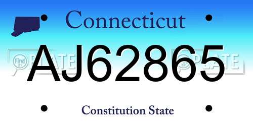 AJ62865 Connecticut License Plate