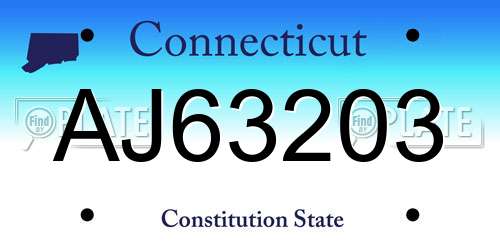 AJ63203 Connecticut License Plate