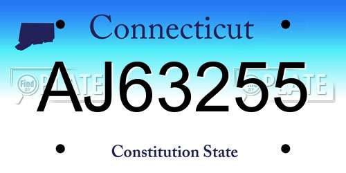 AJ63255 Connecticut License Plate