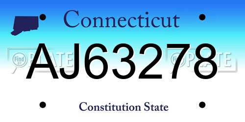 AJ63278 Connecticut License Plate