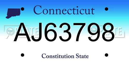 AJ63798 Connecticut License Plate