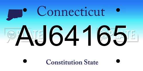 AJ64165 Connecticut License Plate