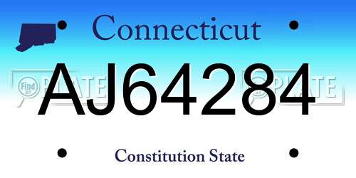 AJ64284 Connecticut License Plate