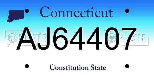 AJ64407 Connecticut License Plate