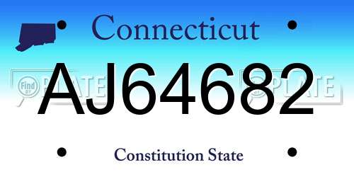 AJ64682 Connecticut License Plate