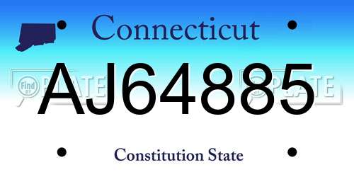 AJ64885 Connecticut License Plate