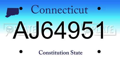 AJ64951 Connecticut License Plate