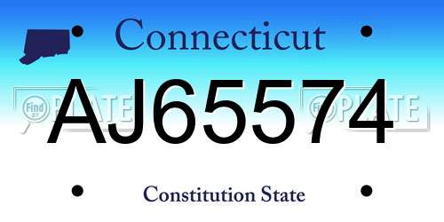 AJ65574 Connecticut License Plate