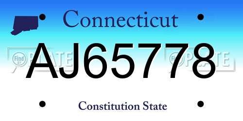 AJ65778 Connecticut License Plate
