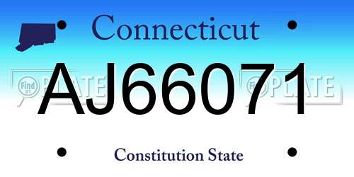 AJ66071 Connecticut License Plate