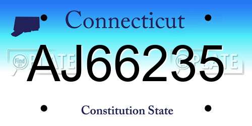 AJ66235 Connecticut License Plate