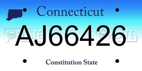 AJ66426 Connecticut License Plate