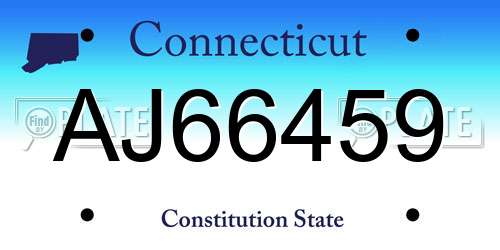 AJ66459 Connecticut License Plate