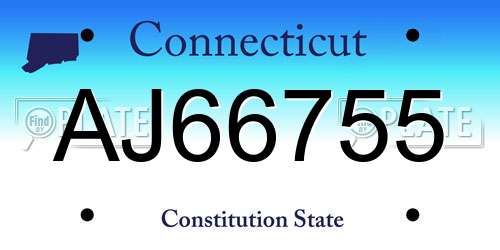 AJ66755 Connecticut License Plate