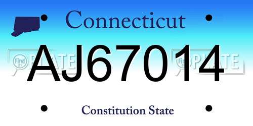 AJ67014 Connecticut License Plate