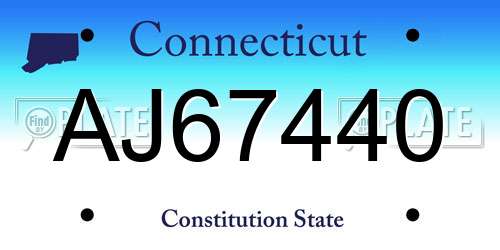 AJ67440 Connecticut License Plate