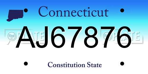 AJ67876 Connecticut License Plate