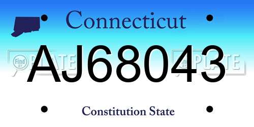 AJ68043 Connecticut License Plate