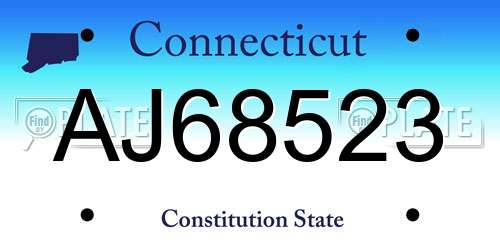 AJ68523 Connecticut License Plate
