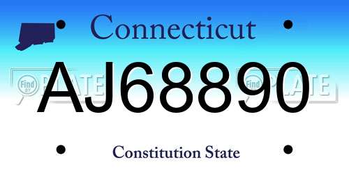 AJ68890 Connecticut License Plate